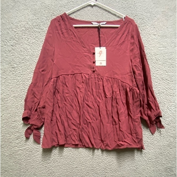 The Nines by Hatch Blouse Women Medium Pink 3/4 Sleeve Maternity Dress Shirt NWT - Picture 1 of 10